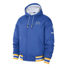 Куртка Nike Brooklyn Nets 22-23 City Courtside Bomber Full-Zip Hoodie Jacket &apos;Blue&apos;, синий
