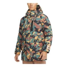 Пуховик Air Jordan Casual Stay Warm Printing hooded down Jacket Camouflage Green, зеленый Nike