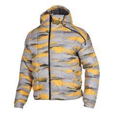 Пуховик adidas Sports Windproof Stay Warm hooded Outdoor Casual Down Jacket Yellow Gray, серый