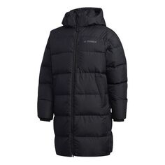 Пуховик adidas Outdoor protection against cold Stay Warm hooded mid-length Down Jacket Black, черный