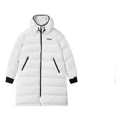 Пуховик FILA Loose Casual mid-length Stay Warm Down Jacket Couple Style White, белый