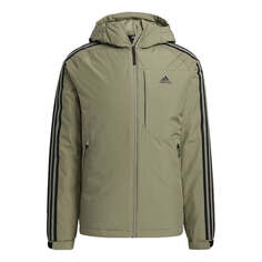 Пуховик Men&apos;s adidas 3St Down Jkt Outdoor Sports Hooded With Down Feather Military Green Jacket, зеленый
