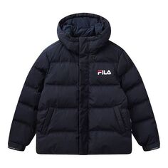 Пуховик FILA Thicken Short hooded down Jacket Blue, синий