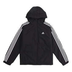 Пуховик adidas 3st Down Jkt Logo Printing Side Stripe Sports Stay Warm hooded down Jacket Black, черный