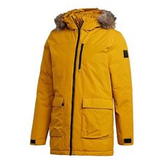 Пуховик adidas Xploric Windproof Casual Sports Hooded Down Jacket Men&apos;s Yellow, желтый