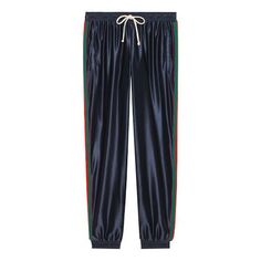 Спортивные штаны Men&apos;s GUCCI Shiny Knit Material Webbing Sports Pants/Trousers/Joggers Blue, синий