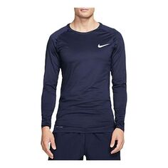 Спортивная футболка Nike Pro Casual Sports Training Long Sleeves Tight Gym Clothes Navy Blue, синий