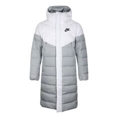 Пуховик Nike Sportswear Windrunner Down Fill Long Hoodie Down Jacket For Men Grey Gray, серый