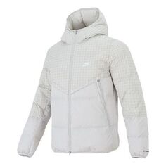 Пуховик Nike Plaid Splicing Sports Stay Warm hooded down Jacket White, белый