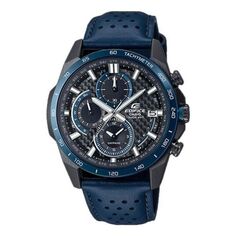 Часы CASIO Waterproof EDIFICE Solar Powered Sports Sapphire Crystal Mens Blue Analog, синий