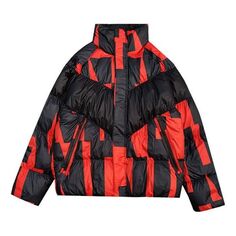 Пуховик Nike Casual Stand Collar Down Jacket Black Red, черный