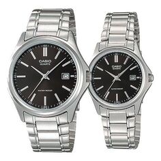 Часы CASIO ENTICER&amp;VINTAGE Series Simplistic Casual Fashion Stainless Steel Couple Black Analog, черный