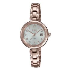 Часы CASIO SHEEN Stainless Steel Strap Solar Powered Quartz Waterproof Sapphire Crystal Rose Gold Analog, розовый