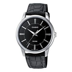 Часы Casio Fashion Stylish Business Leather Strap Analog Watch &apos;Black Silver&apos;, черный