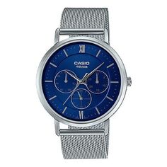 Часы Casio Dress Classic Minimalistic Analog Steel Strap Watch &apos;Silver Blue&apos;, синий