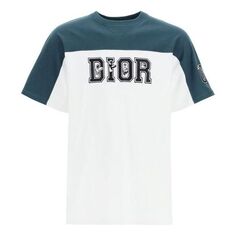 Футболка Men&apos;s DIOR Logo Printing Colorblock Round Neck Short Sleeve Green T-Shirt, зеленый