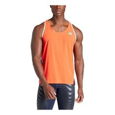 Топ adidas Adizero Running Singlet Logo &apos;Bright Orange&apos;, оранжевый