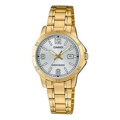 Часы Casio Waterproof Stylish Analog Watch &apos;Gold White&apos;, белый