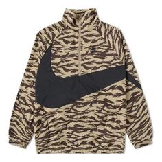 Куртка Nike AOP Swoosh Half Zip Woven Jacket &apos;Brown&apos;, коричневый