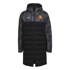 Пуховик adidas Mufc Ssp Down Manchester United Soccer/Football Sports hooded mid-length Down Jacket Black, мультиколор