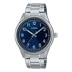 Часы Casio Dress Minimalistic Retro Business Analog Watch &apos;Blue Metallic Silver&apos;, синий