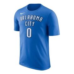 Футболка Men&apos;s Nike Thunder No. 0 Russell Westbrook Casual Sports Breathable Basketball Short Sleeve Blue T-Shirt, синий