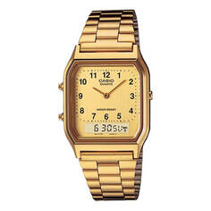 Часы Quartz Waterproof Gold Retro Mens Gold Analog/Digital Combo, желтый Casio