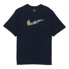 Футболка Men&apos;s Nike Flowers Large Logo Casual Sports Solid Color Round Neck Short Sleeve Black T-Shirt, мультиколор