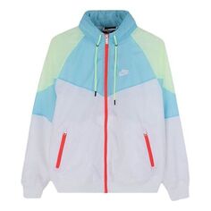 Куртка Nike Sports Windproof Colorblock hooded Logo Jacket Blue White Bluewhite, белый