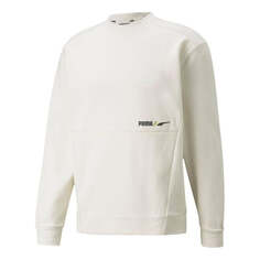 Толстовка Men&apos;s PUMA Winterized Crew Logo Solid Color Fleece Lined Sports Knit Round Neck Pullover White, белый