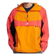 Куртка Nike Sportwear Retro Colorblock Loose Half Zipper hooded Pullover Woven Jacket Orange, оранжевый