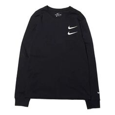 Футболка Nike Swoosh Casual Sports Double-Hook Crew-neck Long Sleeve Black, черный