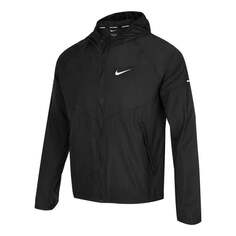 Куртка Nike As Men&apos;s Nk Rpl Miler JKT Jacket Reflective Logo Print Woven Sports Hooded Jacket Men&apos;s Black, черный