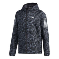 Куртка adidas Ai Wb Camo Camouflage Windproof Casual Sports Hooded Jacket Black, черный