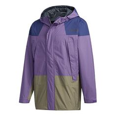 Куртка adidas Terrex Xplr Rain 2.5 J Outdoor Sports waterproof Colorblock Hooded Jacket Purple, фиолетовый