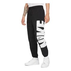 Спортивные штаны Men&apos;s Nike Logo Printing Training Woven Breathable Bundle Feet Sports Pants/Trousers/Joggers Black, черный