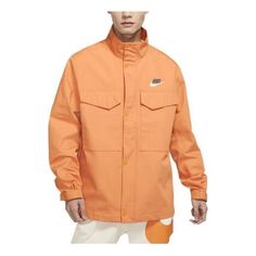 Куртка Men&apos;s Nike Sportswear Solid Color Alphabet Logo Stand Collar Zipper Jacket Orange, оранжевый