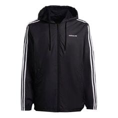 Куртка Men&apos;s adidas originals Trefoil C Wb Stripe Sports Hooded Jacket Black, мультиколор