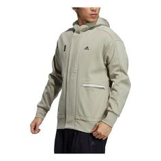 Куртка Men&apos;s adidas Logo Printing Big Pocket Sports Hooded Jacket Leather Gray, мультиколор