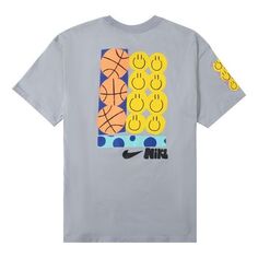 Футболка Men&apos;s Nike Smiling Face Basketball Pattern Printing Breathable Sports Short Sleeve Wolf Grey T-Shirt, мультиколор