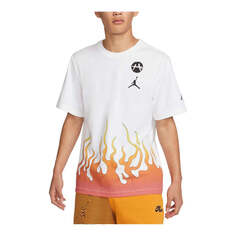 Футболка Men&apos;s Air Jordan Brand x Hachimura Rui Crossover Flame Logo Printing Short Sleeve Asia Edition White T-Shirt, мультиколор Nike