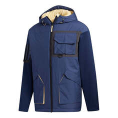 Куртка adidas Urban Pad Jkt Outdoor Sports Hooded Jacket Navy Blue, синий