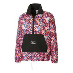 Куртка PUMA x Mr Doodle Crossover Graffiti Printing Contrasting Colors Cardigan Stand Collar Jacket Red, красный