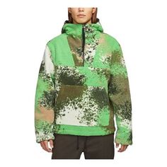 Куртка Nike Sportswear Sport Essentials Spray Dyeing Printing lamb&apos;s wool Hooded Jacket Light Green, зеленый