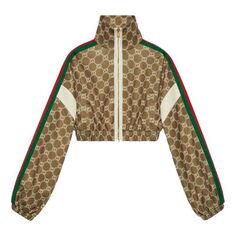 Куртка (WMNS) GUCCI Interlocking G Zipper Jacket &apos;Olive Green Ivory&apos;, зеленый