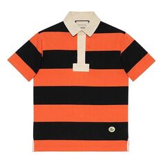 Футболка GUCCI SS21 Striped Cotton Polo With Patch &apos;Orange Black&apos;, оранжевый