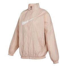 Куртка (WMNS) Nike Sportswear Essential Logo Pattern Wrinkled Woven Loose Stand Collar Jacket Pink, розовый