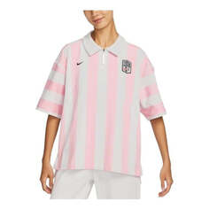 Футболка (WMNS) Nike SportWear Turn-down Collar Short-Sleeve T-Shirt &apos;Pink White&apos;, розовый