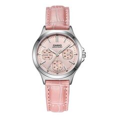 Часы CASIO Leather Belt Waterproof Quartz Pink Analog, розовый