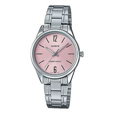 Часы CASIO Waterproof Stainless Steel Strap Quartz Pink Watch Dial Pink Analog, розовый
